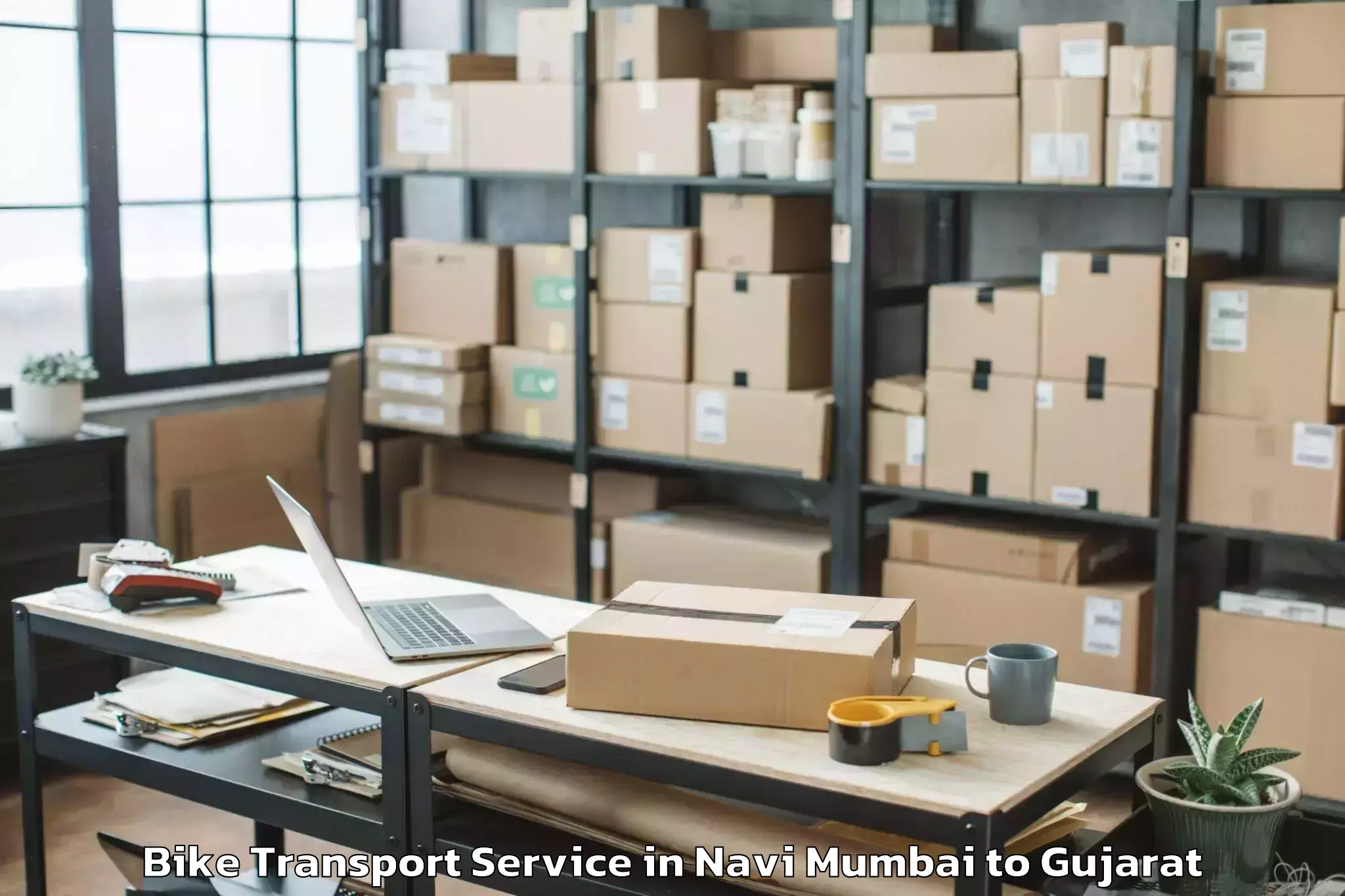 Top Navi Mumbai to Palanpur Bike Transport Available